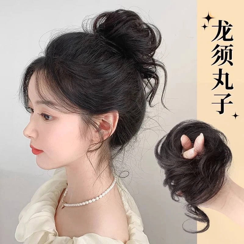 丸子头假发女长须发圈自然仿真花苞头蓬松神器新娘盘发龙须假发圈