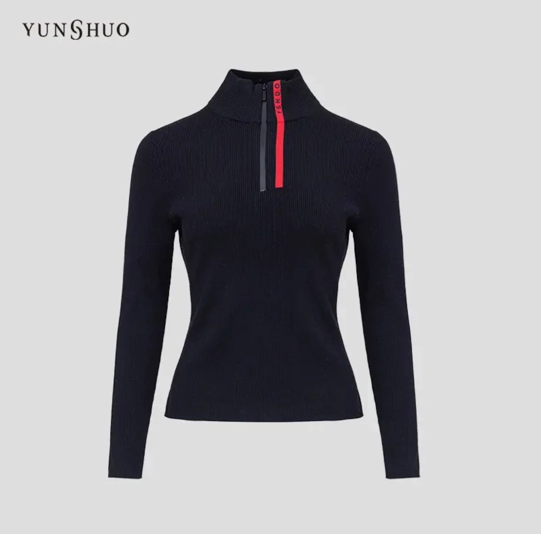 长袖针织衫毛衣上衣时尚YUNSHUO 秋冬新款女修身高领739419