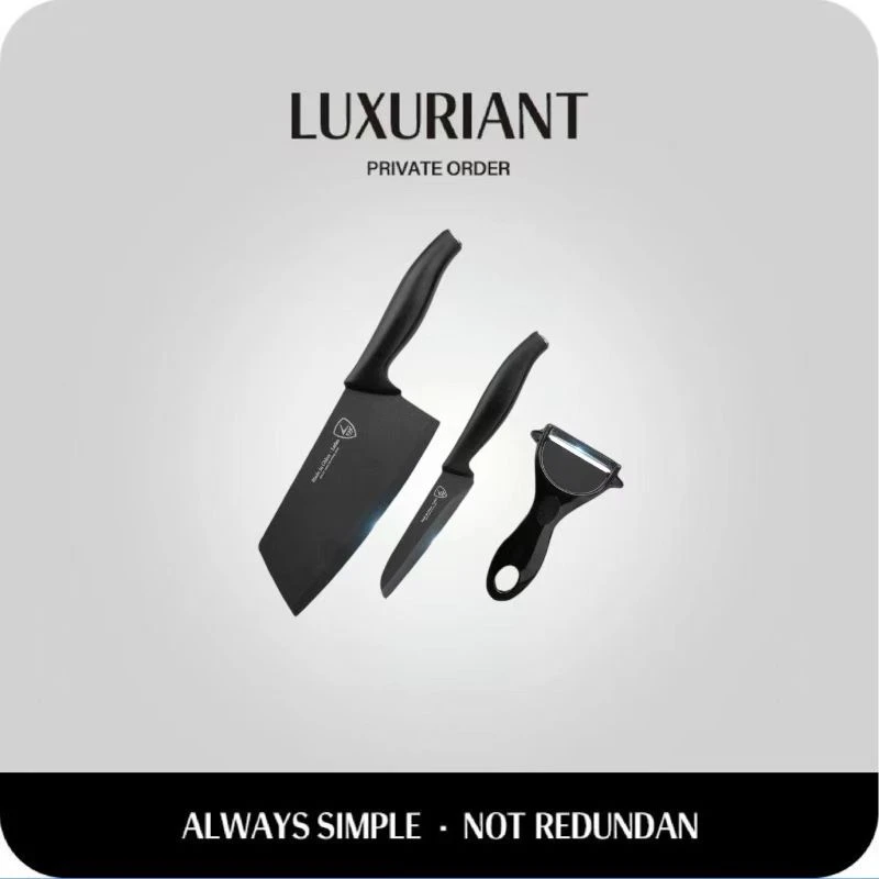 【黑金系列】德系黑刃厨房菜刀三件套家用锋利切片刀水果刀削皮刀CF