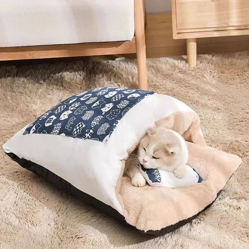 猫咪宠物用品冬季冬天秋冬款加厚保暖棉窝可拆洗猫睡袋