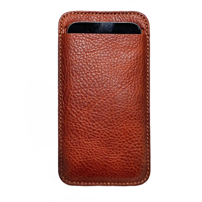 苹果15promax头层牛皮手机包全包壳个性简约保护套14pro皮套商务