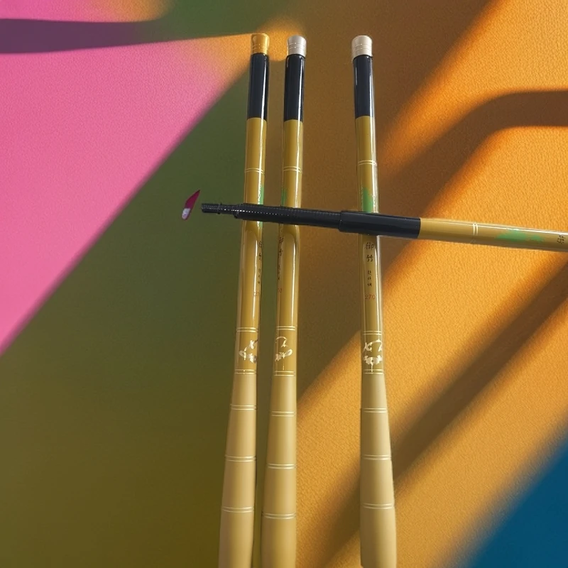 超短袖珍小手竿收缩只有33厘米一九调竹色钢琴烤漆高碳逆丝材质