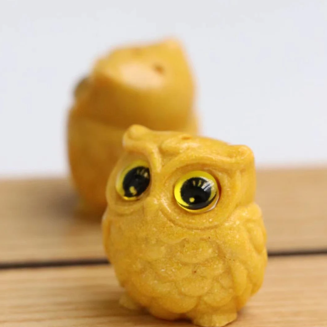 含辰砂工艺品朱砂伴生矿雄黄砂手机挂包挂-猫头鹰款-寓意智慧先知