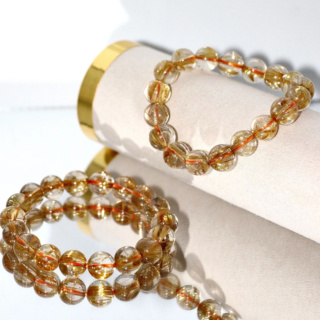 满贯鹅蛋黄强猫眼板钛晶水晶手串T7259-尺寸可选多样性发一