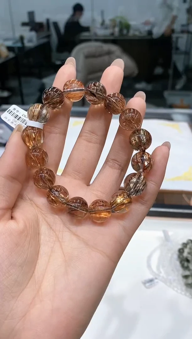 【闪购商品】水晶手串未镶嵌DL8386黑金超七13mm