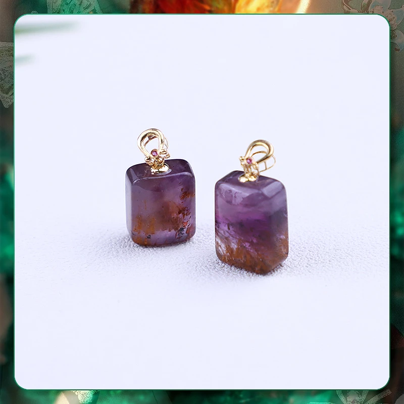 紫钛18K金镶嵌大金牙无事牌吊坠（大号）