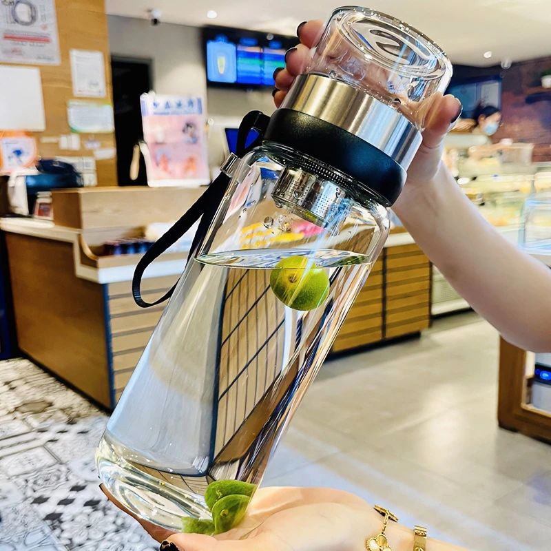 茶水分离茶杯大容量玻璃杯透明带过滤网便携户外水杯耐高温男士