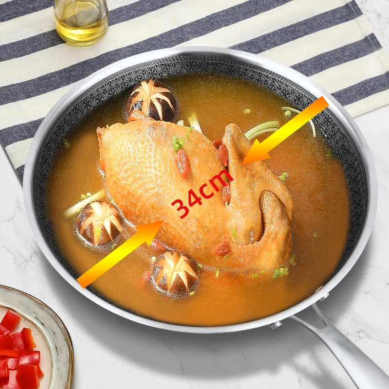 【胖哥粉丝专属】内径34大口径不锈钢单面屏炒锅（微瑕花纹不限）