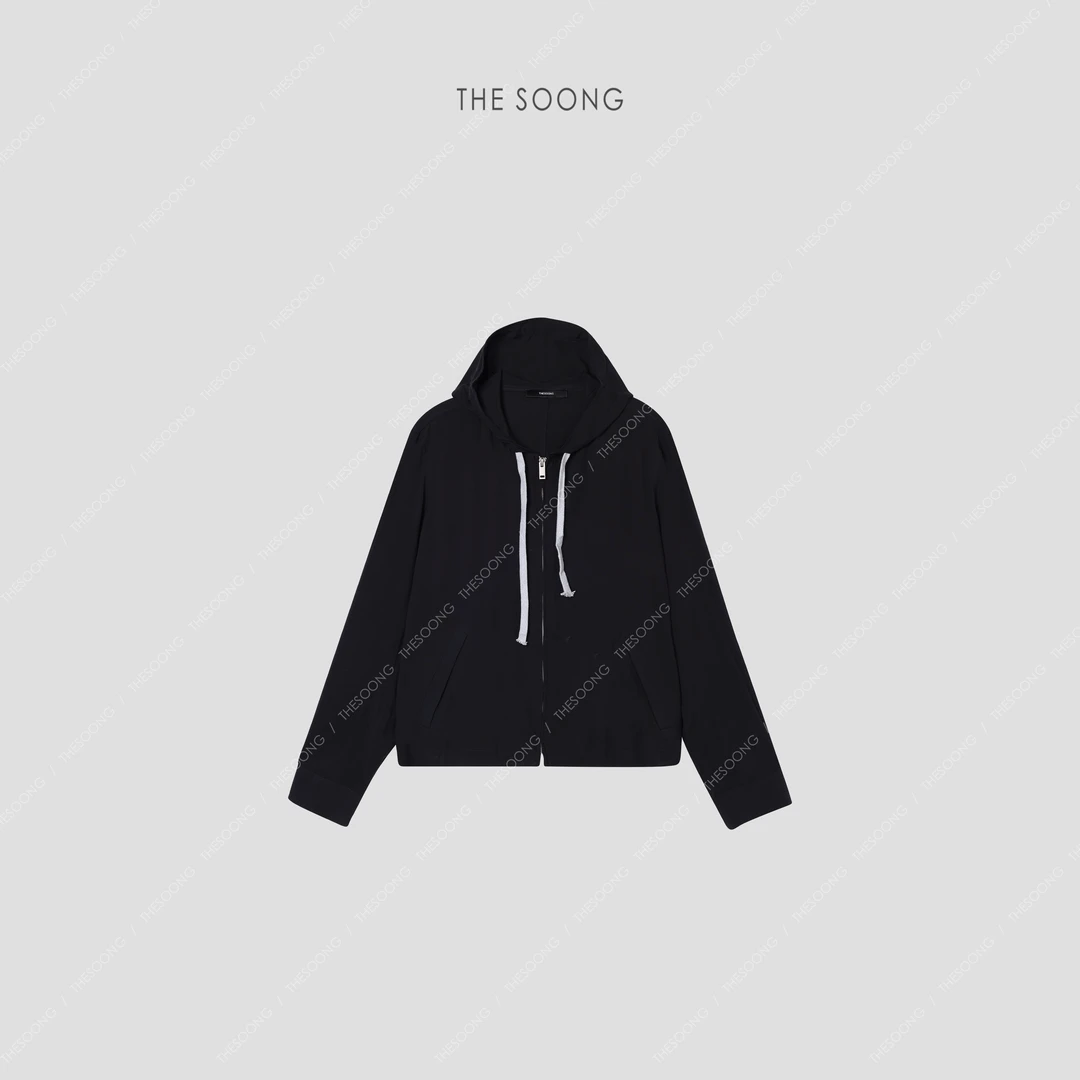 THESOONG|“质感精炼”渐变轻盈透气抽绳连帽拉链卫衣外套HBWT3035