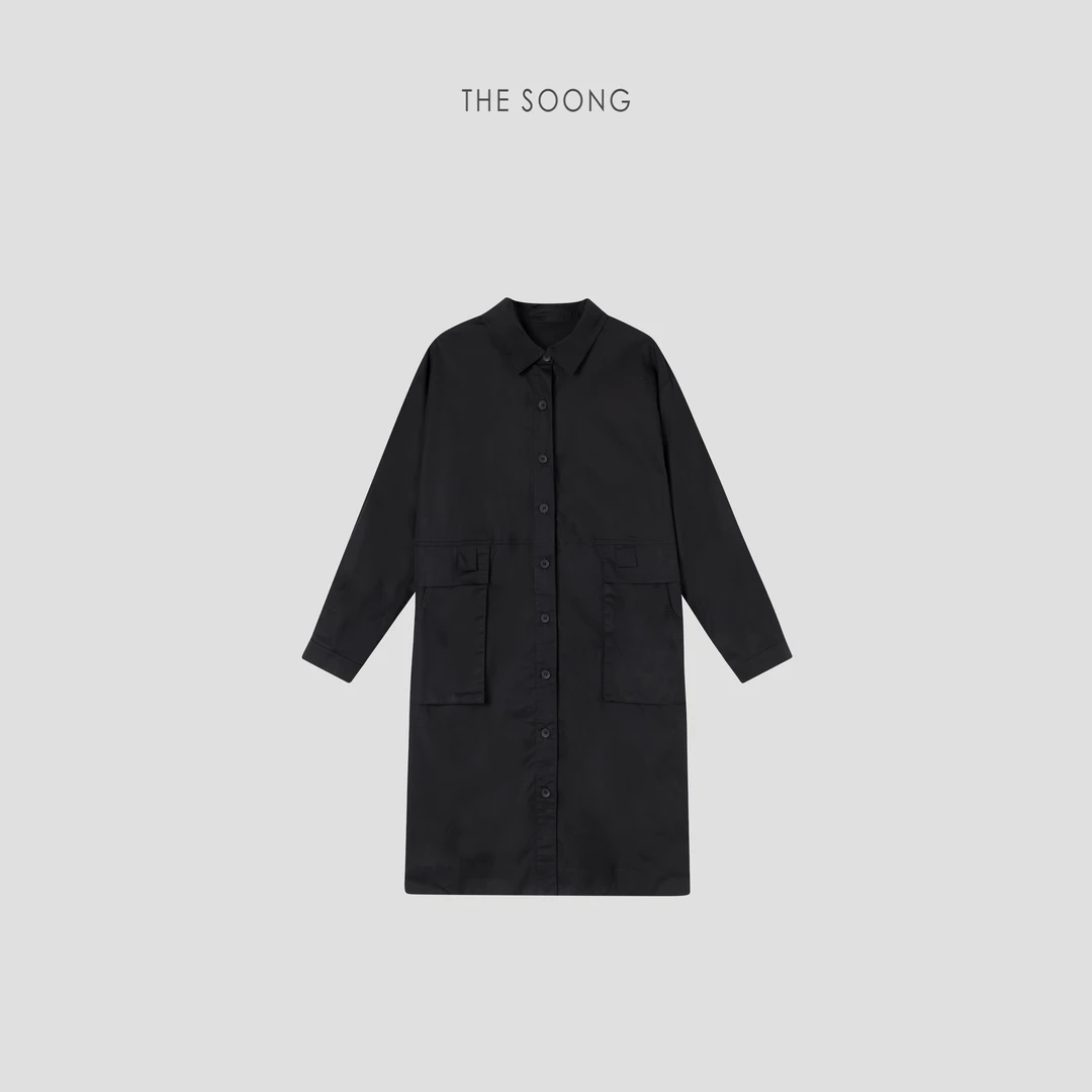 THESOONG |"妙感轻盈"100%甄选高支棉廓形时装风衣外套女HBWT4021