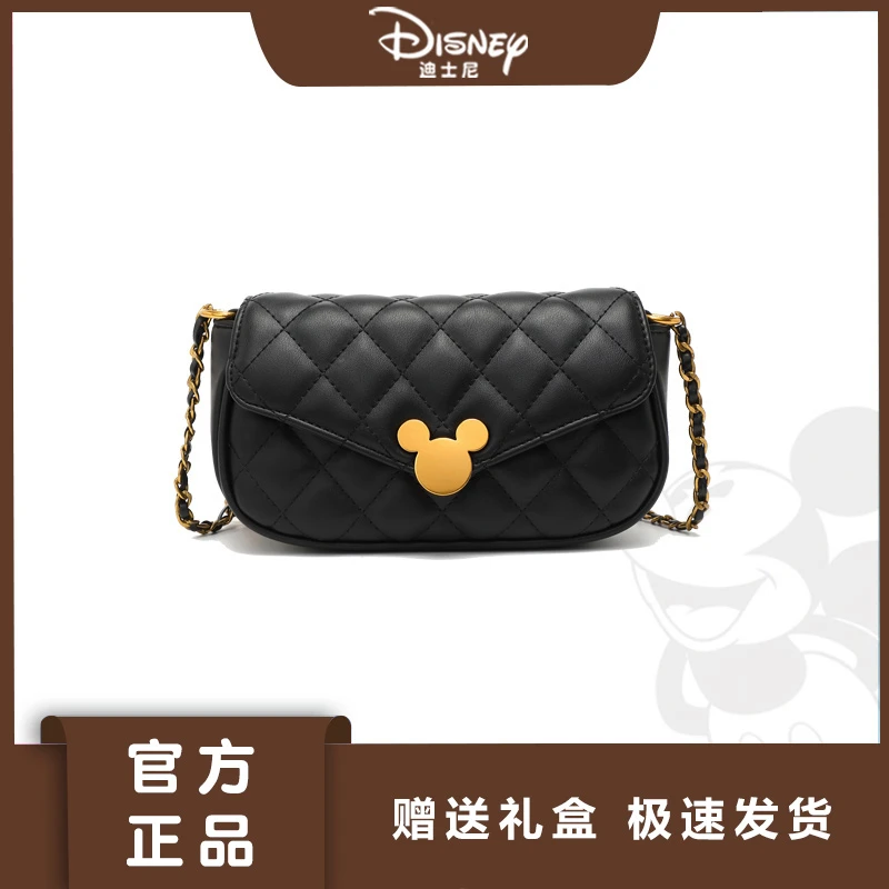 Disney/迪士尼米奇系列菱格绣线百搭小香风链条包时尚斜挎小方包