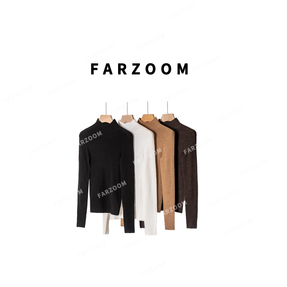 FAR ZOOM 秋季中高领时尚纯色显瘦内搭长袖T恤打底衫 23664899