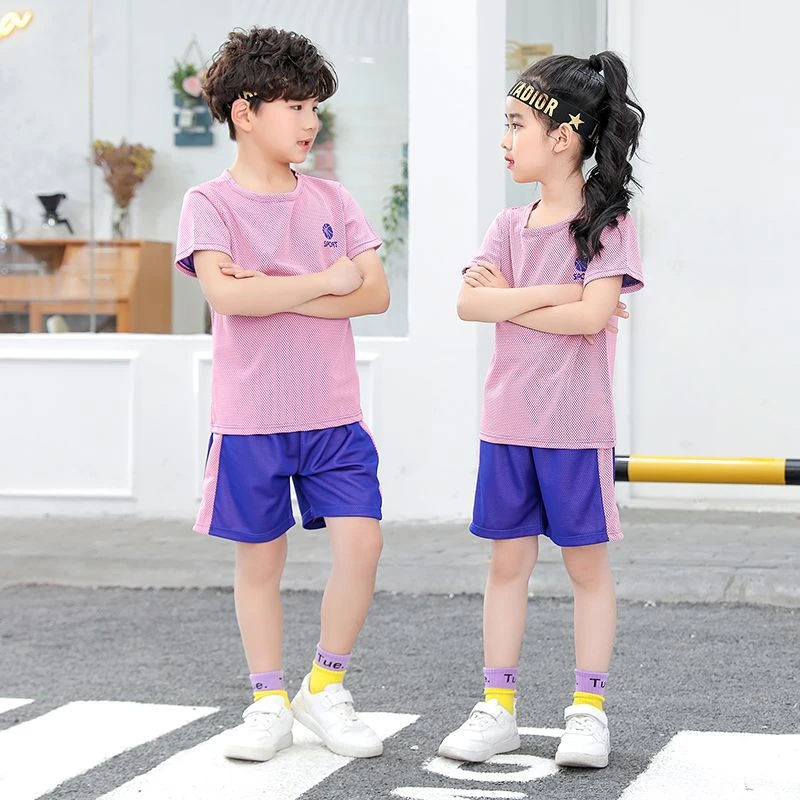 潮款儿童套装篮球服夏季男童洋气休闲运动服宝宝俩件套女童速干衣