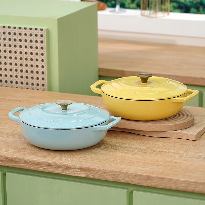 YANZAO/焱造铸铁珐琅锅26口径妈咪锅内黑釉黑色手工优质国产