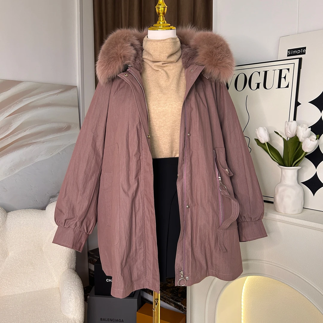 冬季新款中长款派克服女装可拆卸