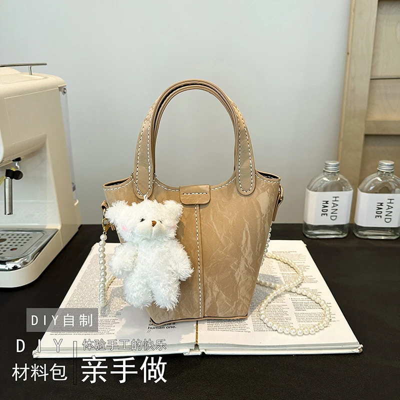 DIY手工材料包手工包手提斜跨菜篮子水桶包自制做手缝半成品材料