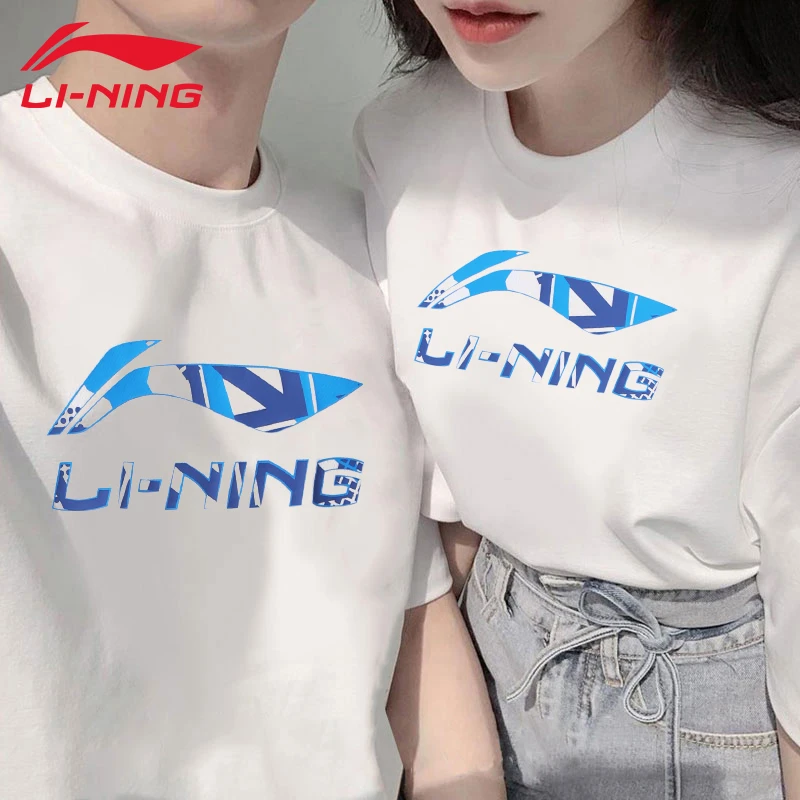 李宁情侣装运动短袖T恤速干夏季学生潮流透气印花ins休闲白色宽松