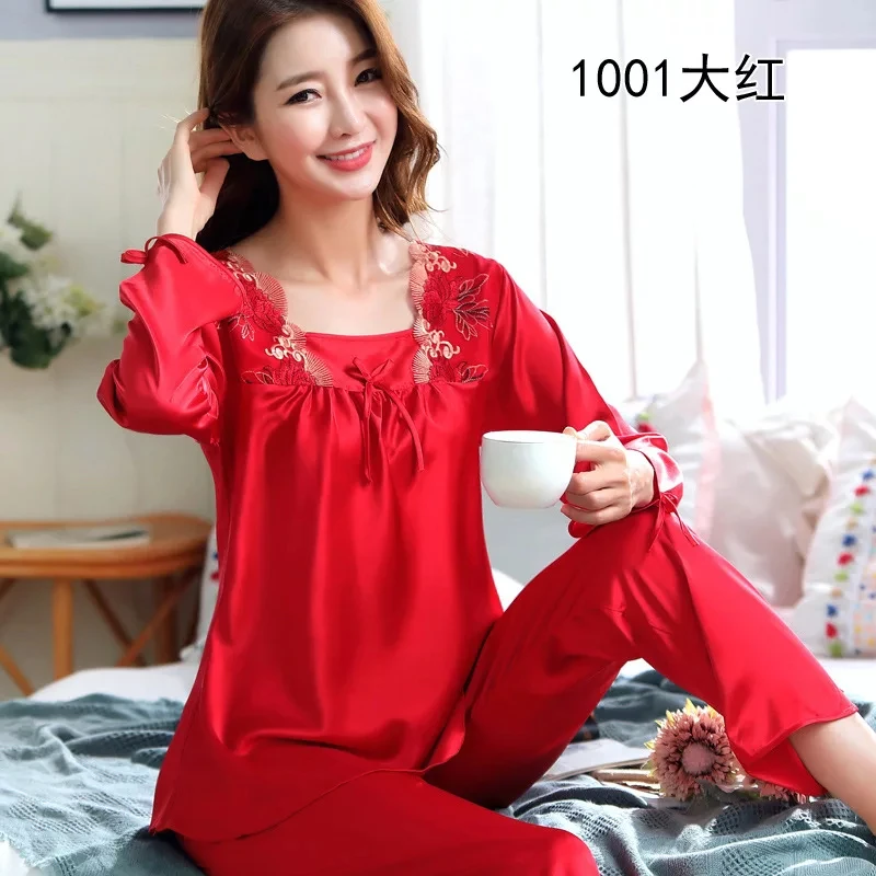 2023秋冬夏款居家服睡衣性感红色蕾丝家居服女士1001（休闲套装）