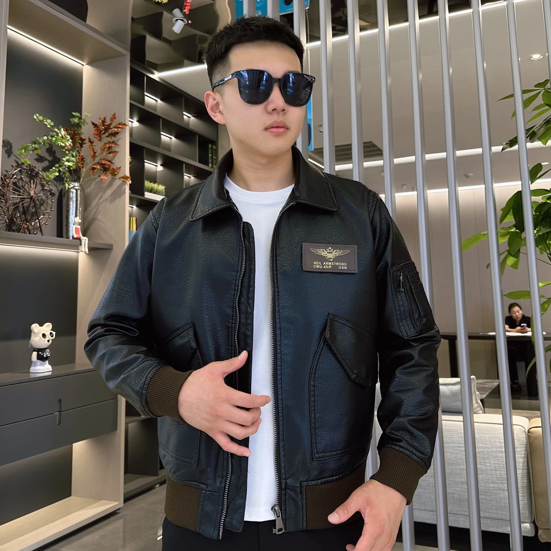 25春秋季休闲男外套时尚百搭潮流黑色翻领