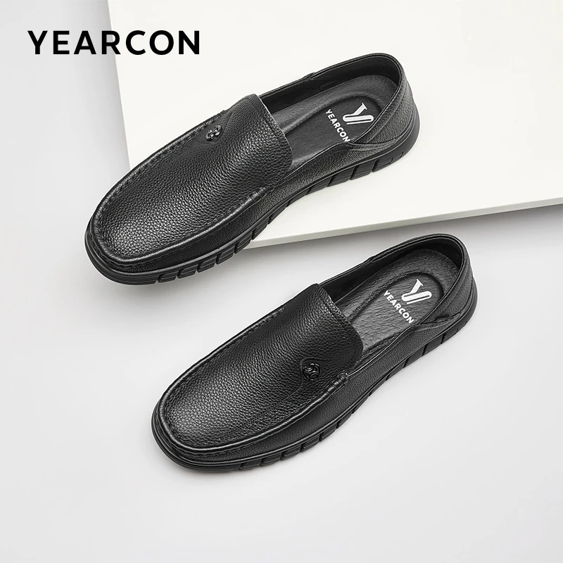 YEARCON/意尔康真皮豆豆鞋男士舒适中老年时尚百搭软底商务97345W