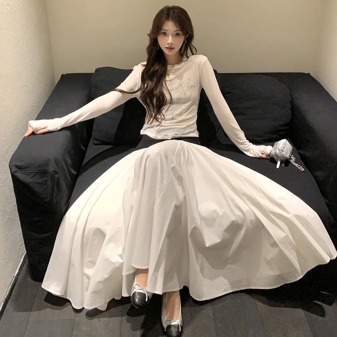 【IUIU ONLINE 2/27】系列款拼接大摆半身裙/抹胸 白色法式收腰套