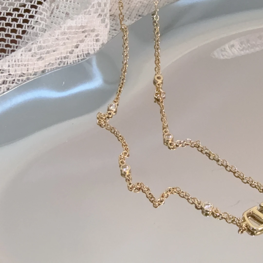 铜合金合成锆石项链 CC5286    高定系列项链 41+5CM