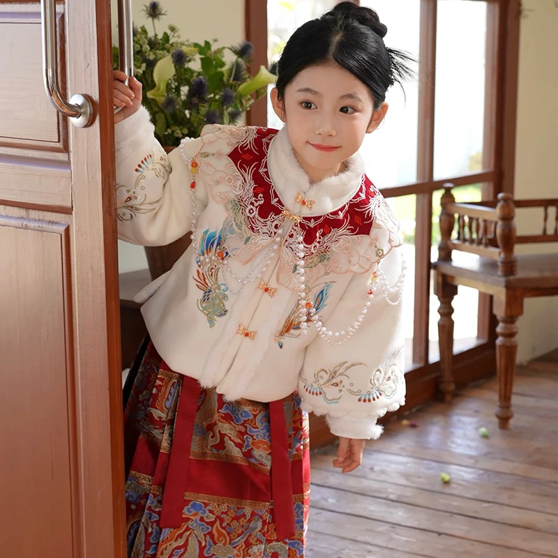 【直播间专属】中国风明制复古儿童织金绣花马面裙套装女童拜年服