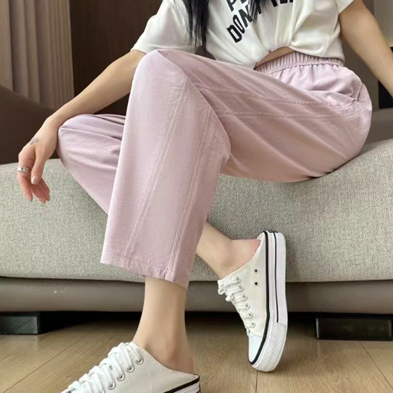 冰丝萝卜哈伦裤女夏季薄款2024新款速干女裤九分小个子八分运动裤