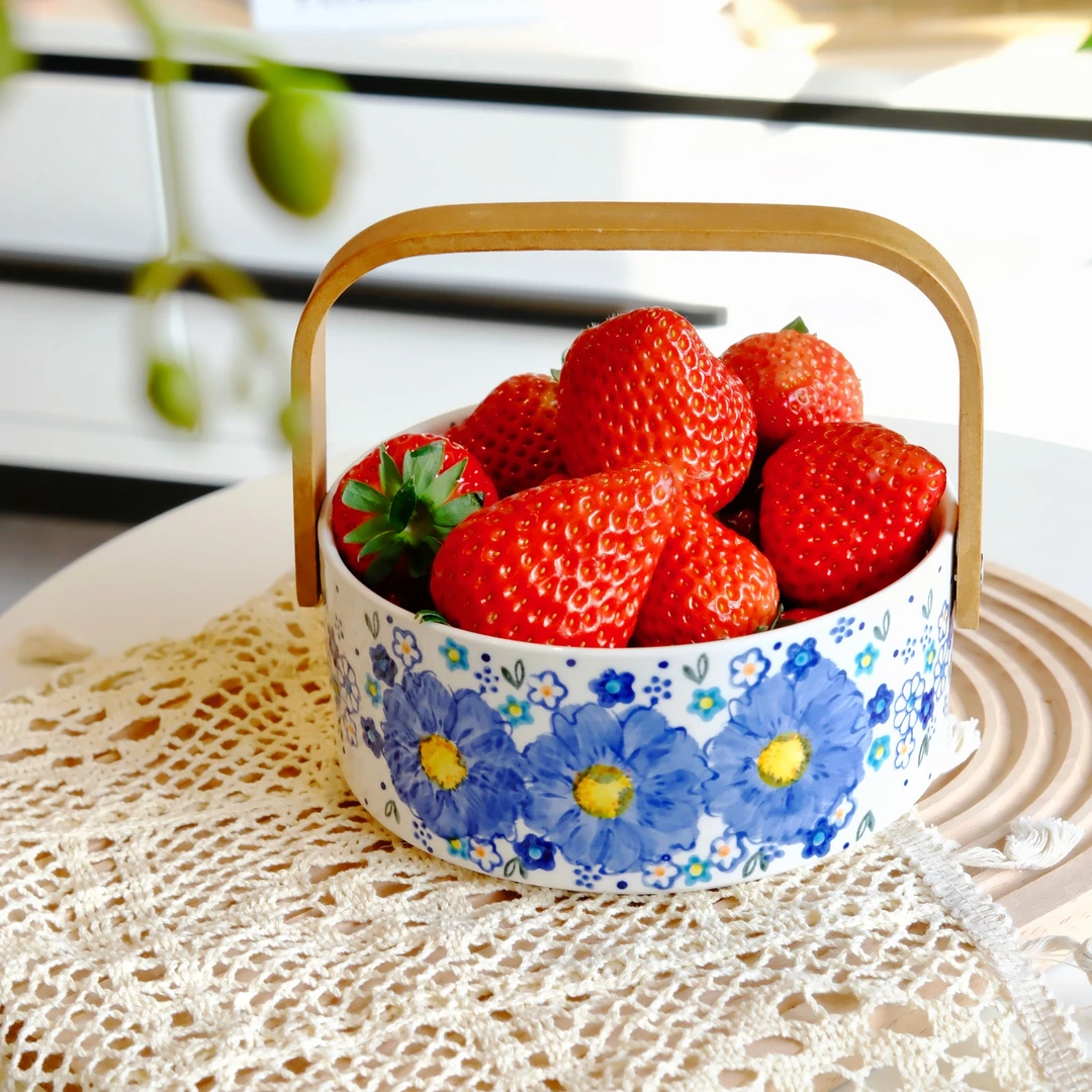 【西里西亚】手绘勿忘我-6英寸水果提篮