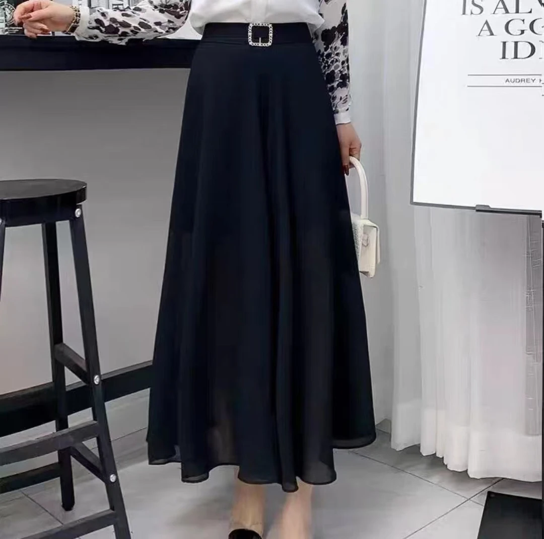 2025年A字高腰女通勤拼接显瘦中长摆裙a时尚裤裙半身裙裙子