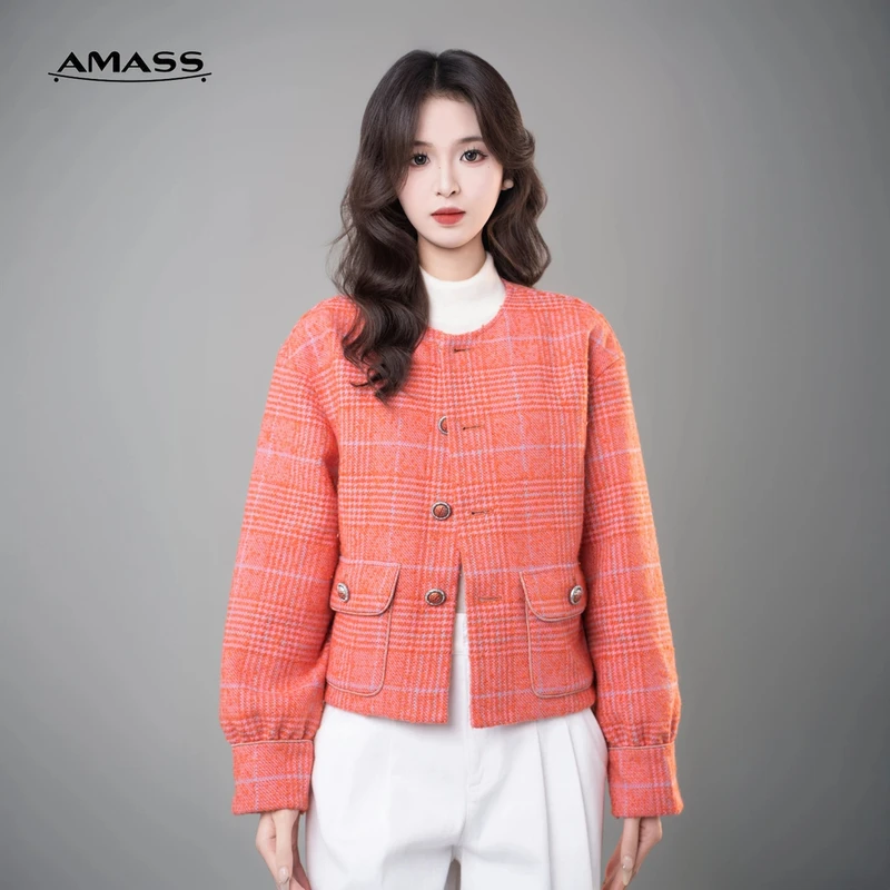 阿玛施AMASS 秋冬新款优雅轻奢时尚百搭小香风复古外套女 5400912