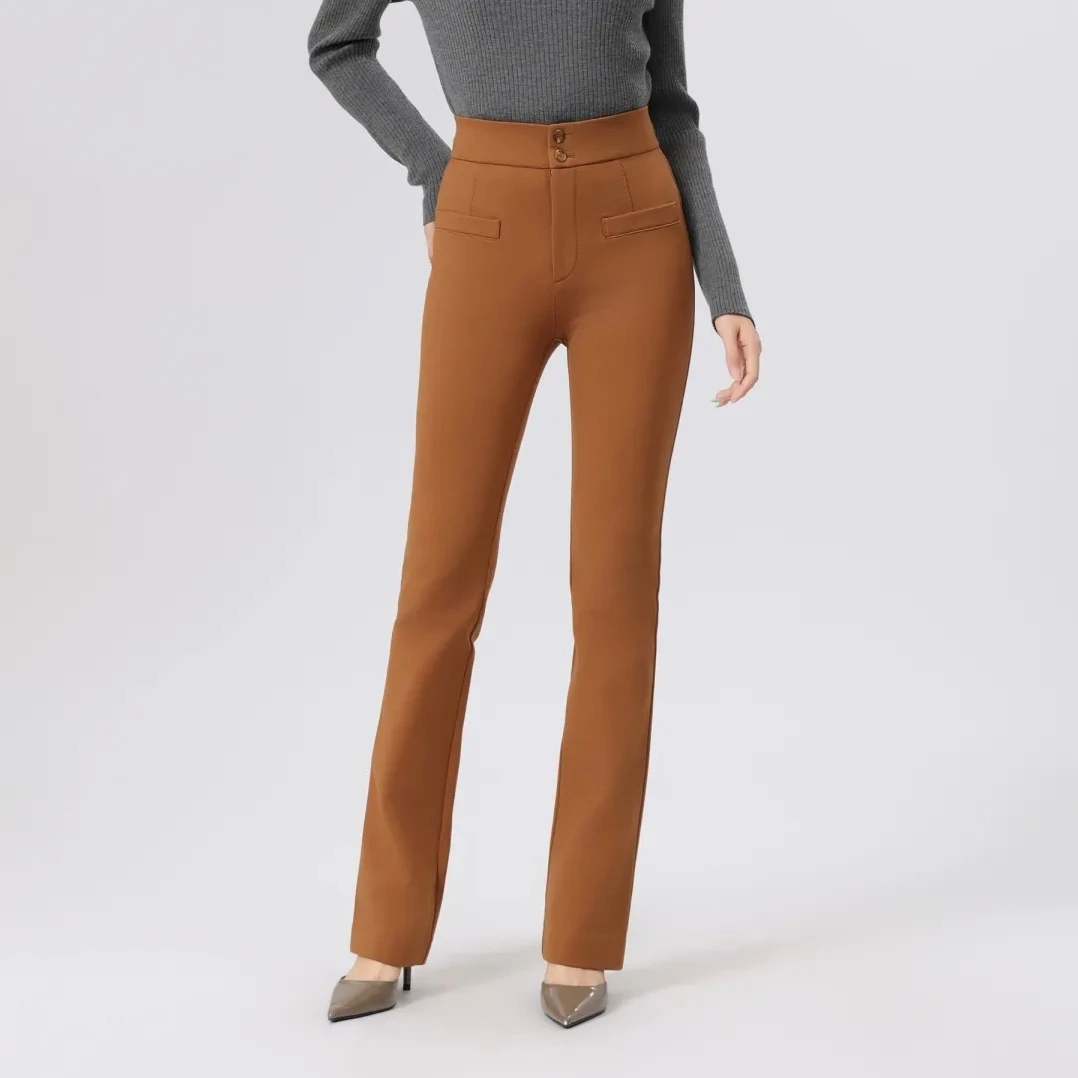 阿玛施AMASS 新款品质通勤高腰铅笔裤百搭修身显瘦微喇裤女510060