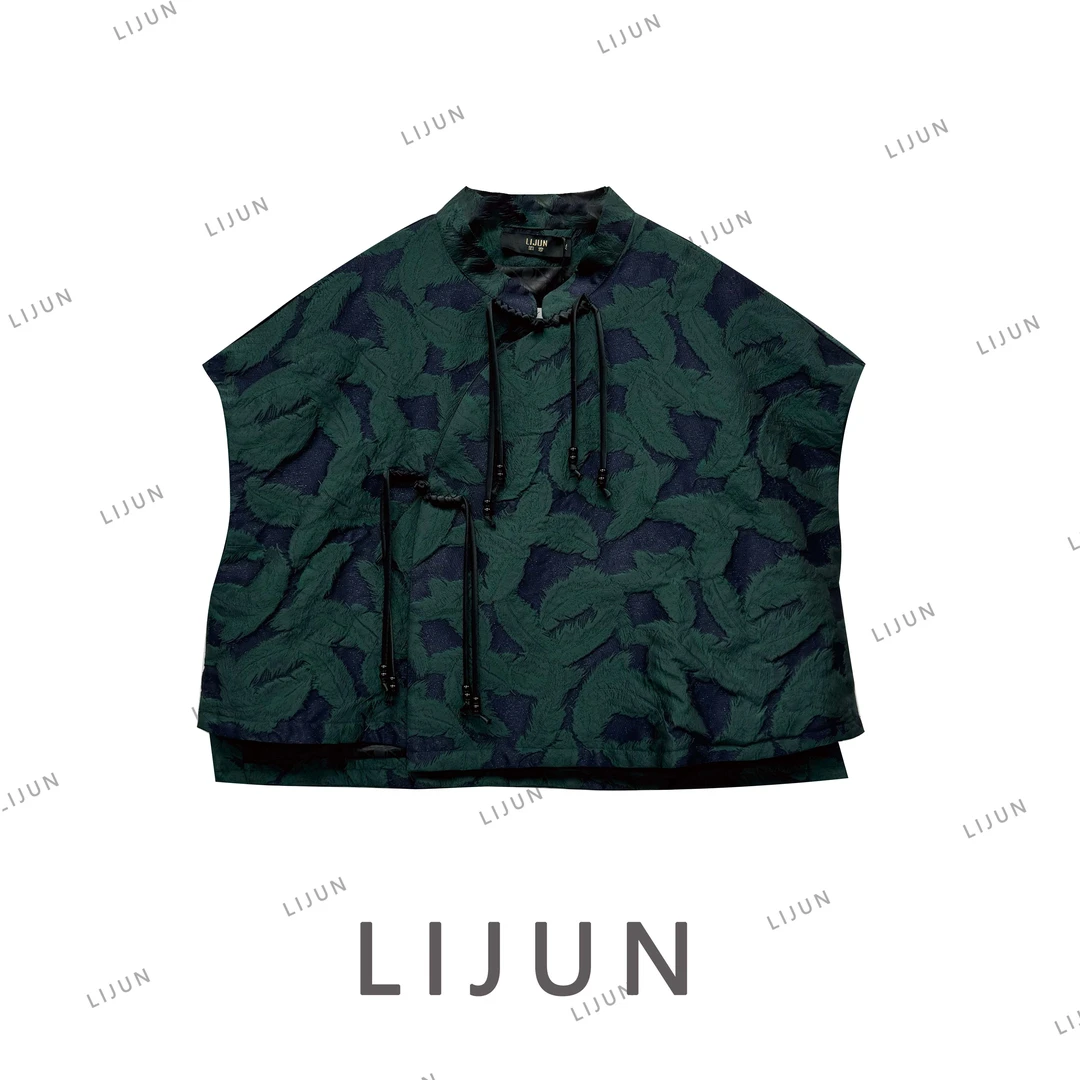 2023篱君复古提花时尚新中式ins黑色提花马甲1118