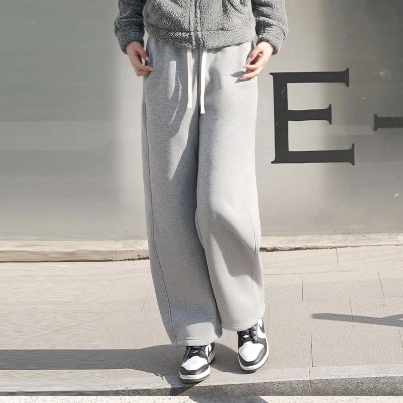 B.DUCK/小黄鸭秋冬季女加厚加户外抽绳韩版灰色休闲裤AB13515