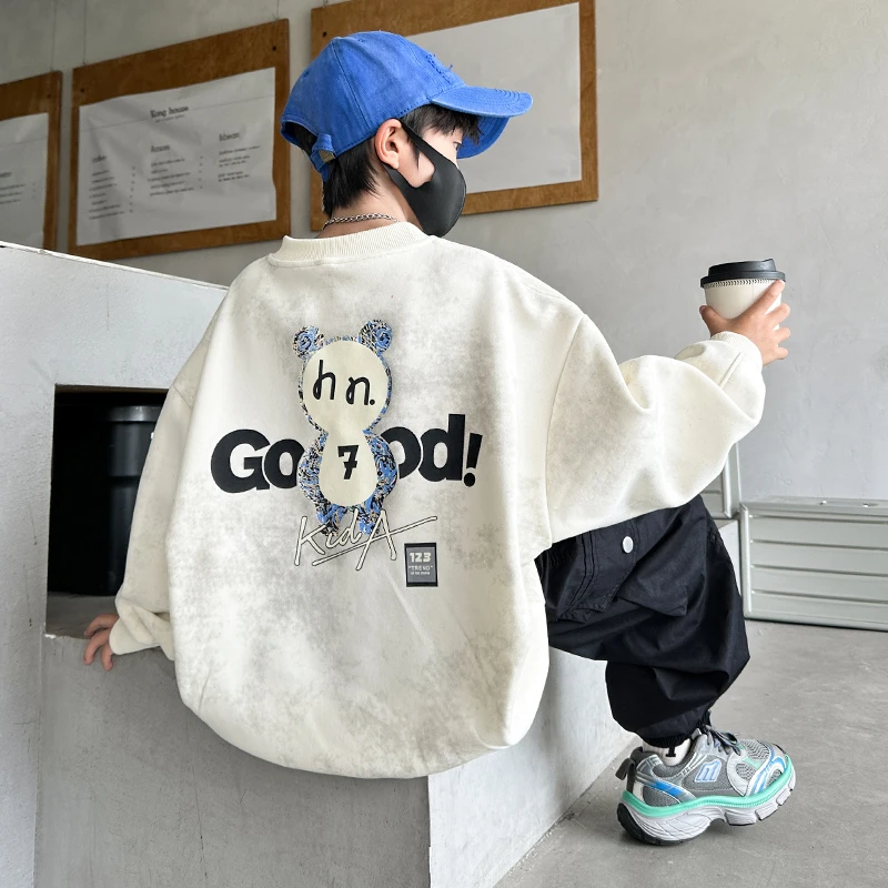 男童卫衣春秋款2025新款儿童春装圆领长袖上衣春季洋气中大童运动