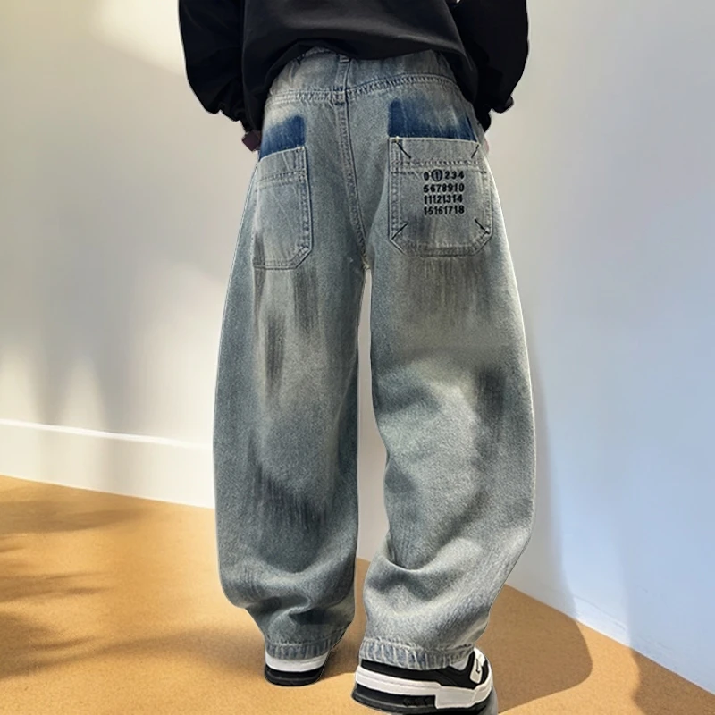 男童春装牛仔裤儿童百搭休闲长裤2025款中大童春秋款阔腿裤子潮酷