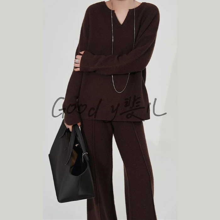 【Goody斐儿】100%绵羊毛纯色慵懒松弛感显瘦套装WS9030