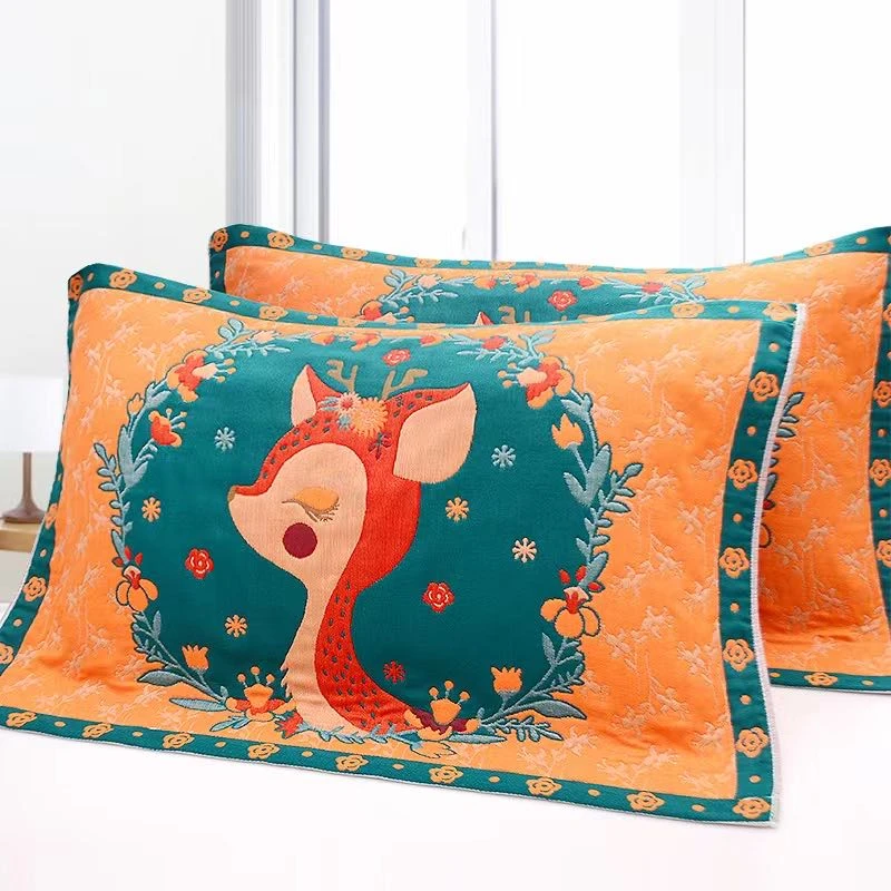 八层纱布枕巾78*52一对装梦迪心加厚纱巾成人枕巾