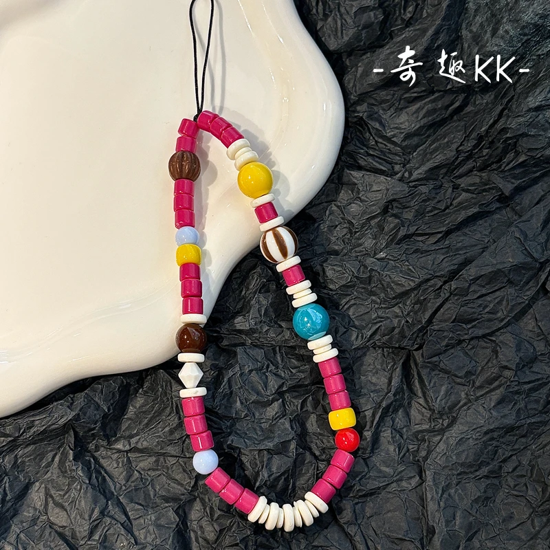 原创自制复古个性pink马戏团串珠手机链条ccd相机挂饰手机壳挂绳