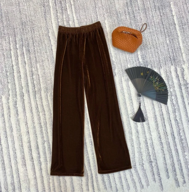 Miss.Z【中式流苏加绒】丝绒阔腿裤#0924