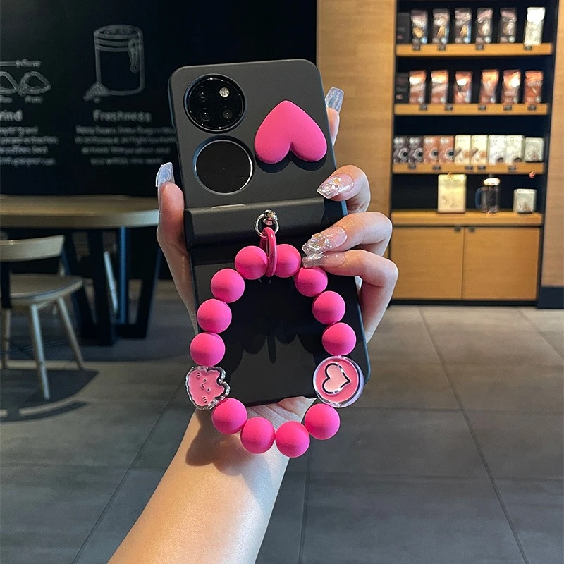 适用于华为p50pockets手机壳女糖果色磨砂肤感全包铰链手提保护套