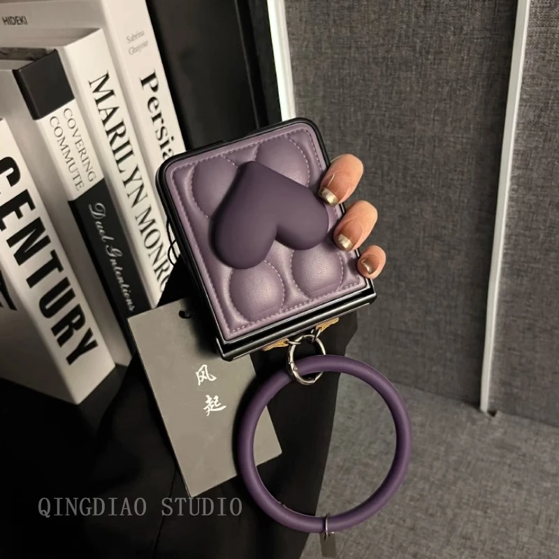 适用华为novaFlipS折叠屏手机壳秋冬爱心羽绒水波浪纹全包保护套