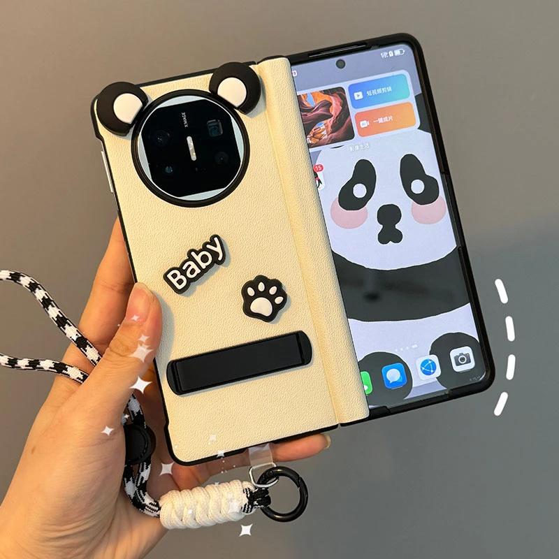 适用华为matex6折叠屏手机壳matex5可爱熊耳支架壳膜一体女保护套