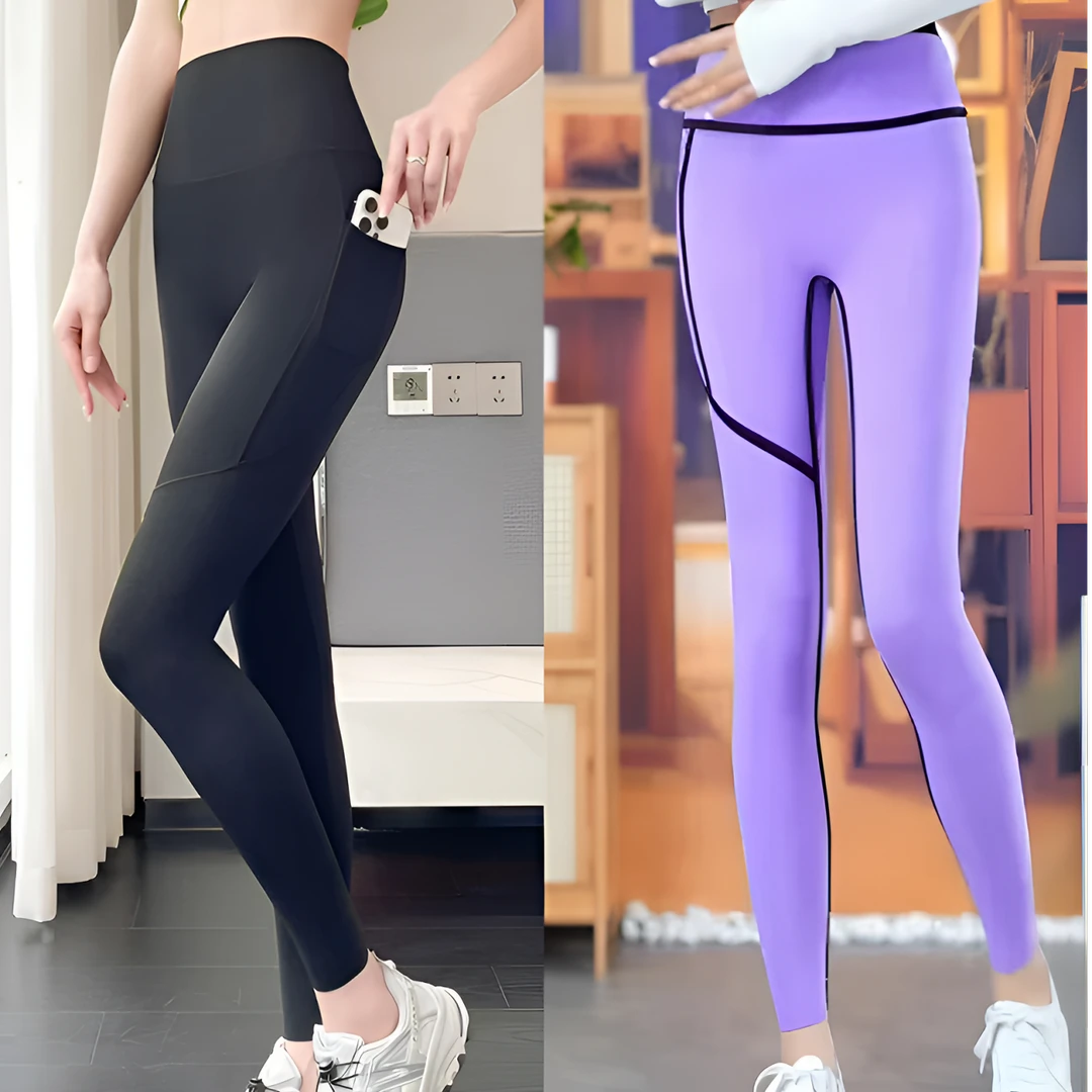 加绒口袋款高腰收腹提臀裤秋冬大码外穿运动瑜伽跑步弹力鲨鱼裤