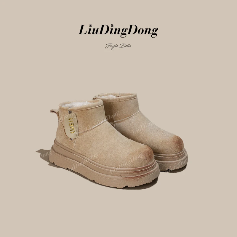 【刘叮咚女鞋】雪地靴女冬季2024新款加绒加厚户外厚底保暖棉鞋
