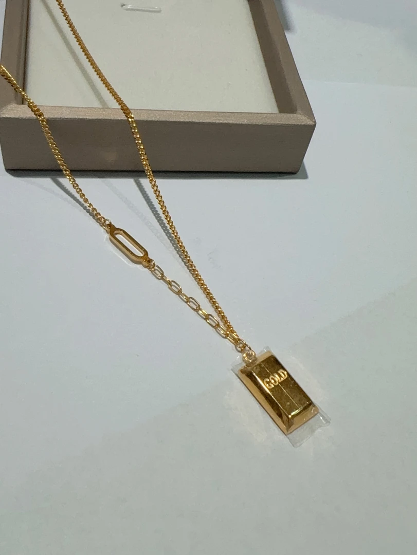 5G足金精美百搭小金砖项链00619