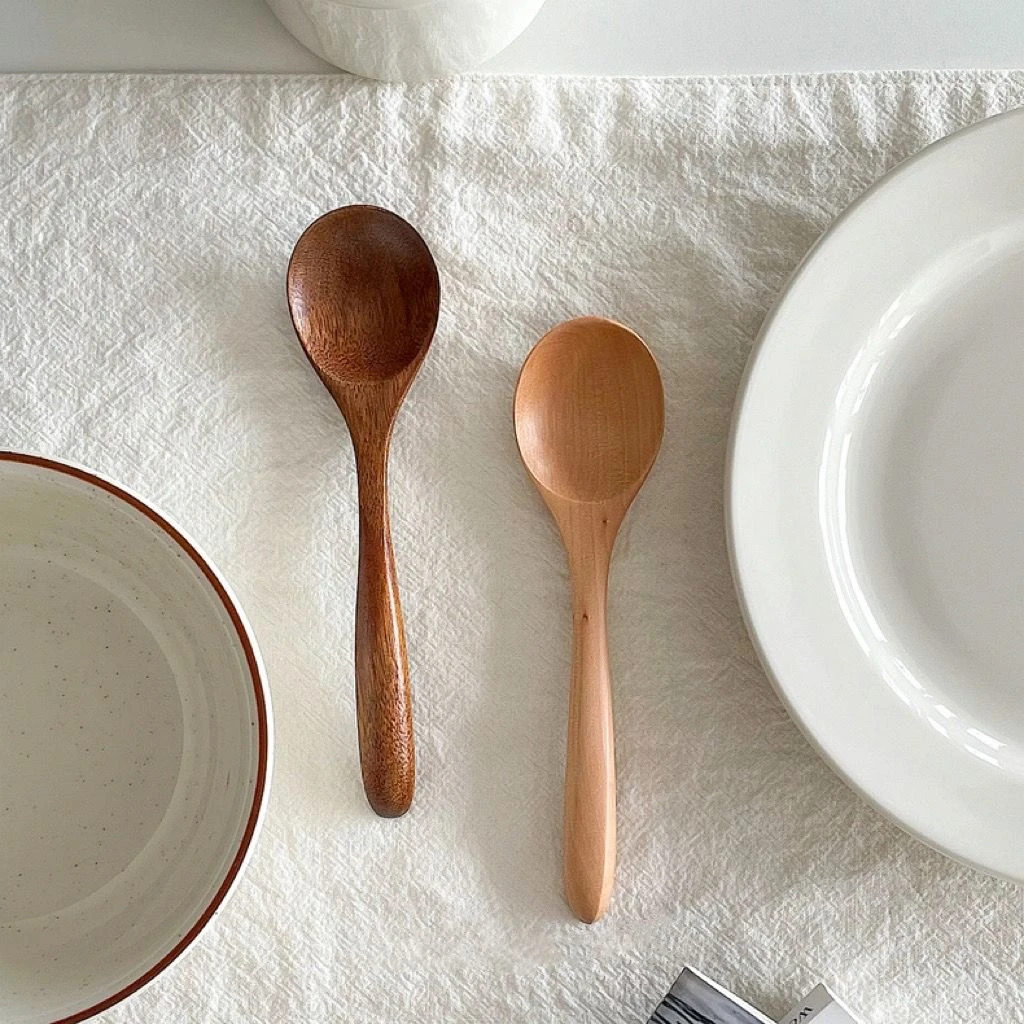 可爱家用勺子学生汤勺木勺和风汤匙饭勺咖啡勺搅拌勺创意餐具长柄