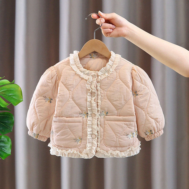 女童棉服外套秋冬装2023新款儿童棉袄女宝宝加绒夹棉冬季小童春秋