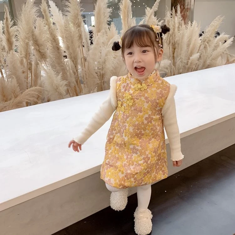 汉服女童拜年服新年装儿童旗袍冬过年婴儿周岁宝宝礼服中国风公主