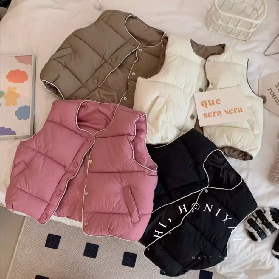 儿童加厚保暖棉服马甲冬季坎肩棉服中小童男女宝宝童装冬夹棉保暖